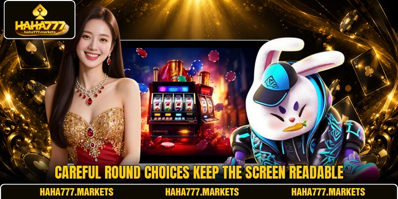 Careful round choices keep the screen readable