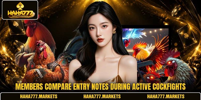 Members compare entry notes during active cockfights