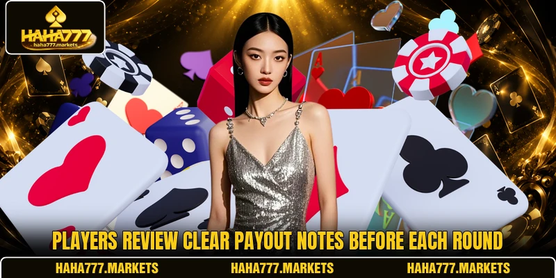 Players review clear payout notes before each round